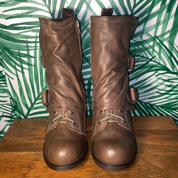 Miz Mooz Sasha Brown Leather Faux Fur Lined Boots Women’s 8 - Picture 2 of 11